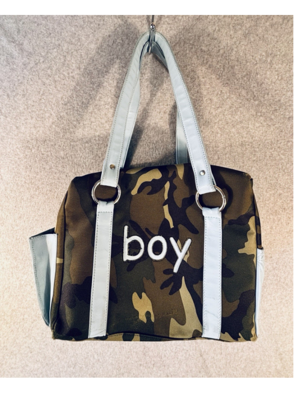 Borsa Camo Shoulder Bag Handbag Green Blue Faux Leather BOY Y2K Purse